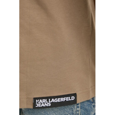 Karl Lagerfeld Jeans Памучна тениска Karl Lagerfeld Jeans в бежово с десен A1M17045 (A1M17045)