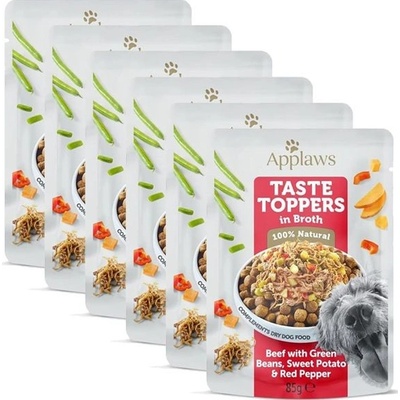 Applaws Dog Taste Toppers in Broth hovězí maso fazole sladké brambory a paprika 6 x 85 g