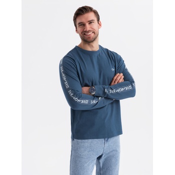 Ombre Clothing Мъжка памучна тениска с дълъг ръкав, с кант и принт на гърдите Ombre Clothing Ombre Clothing | Sin | МЪЖЕ | S