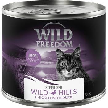 Wild Freedom 10% намаление! 6 x 200 г / 400 Wild Freedom Adult Sterilised без зърно - Hills патешко и пилешко (6 г)