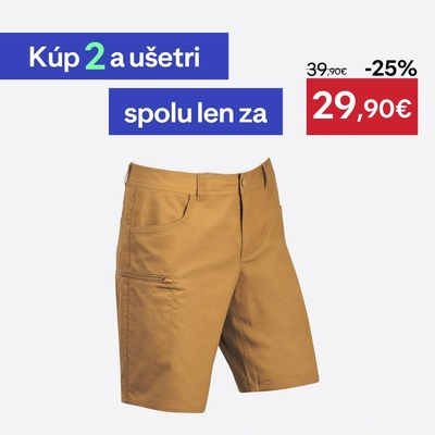Quechua pánske turistické šortky NH500 Regular OKROVÁ