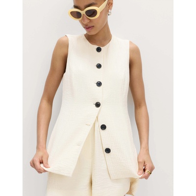Marks & Spencer Текстурирана дълга жилетка от памук Marks & Spencer крем Marks & Spencer | Bezhov | ЖЕНИ | 8
