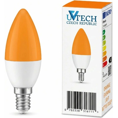 UVtech LED žárovka, 3W E27, oranžová bez obsahu modré