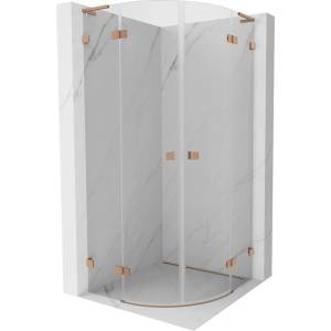 Mexen Lunar L полуокръглена душ кабина с отварящи се врати 100 x 100 см, прозрачна, четкан мед - 833L-100L-100P-65-00 (833L-100L-100P-65-00)
