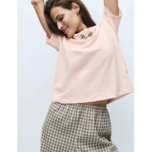 Marks & Spencer Пижамна гарнитура с печат и високо съдържание на памук Marks & Spencer розова Marks & Spencer | Rozov | ЖЕНИ | XL