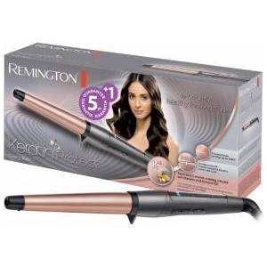 Remington Curling Wand [conical 19-28mm] Keratin Protect (high-quality ceramic coating with almond oil) - Digital display up to 210°C, natural curls, spiral curls & beach waves, CI83V6 - 45607560100