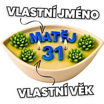 Svíčkománie3D Narozeninová svíčka na míru pro muže S vlastním jménem a věkem 300 ml