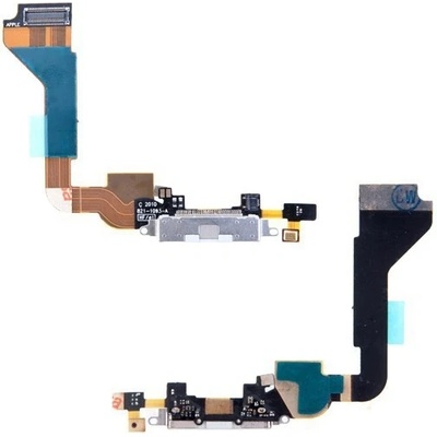 AppleMix Flex kábel s napájacím a dátovým konektorom + SMD mikrofón pre Apple iPhone 4 - biely - kvalita A+
