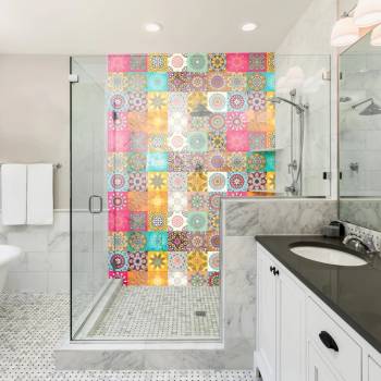 Ambiance Комплект от 24 декоративни стикера за стена Clarissa, 10 x 10 cm - Ambiance (col-tiles-RV-A010_10x10cm)