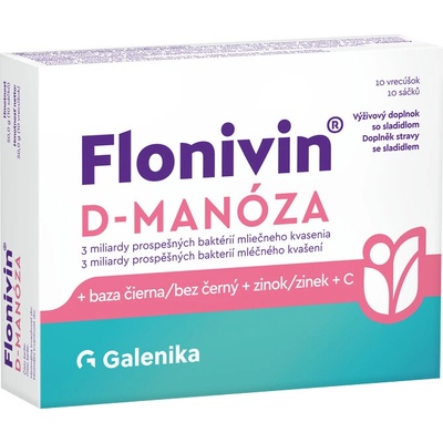 Flonivin D-MANÓZA vrecúška + baza čierna + zinok + vitamín C 10 ks