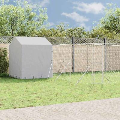vidaXL Venkovní psí kotec se střechou stříbrný 600 x 600 x 250 cm