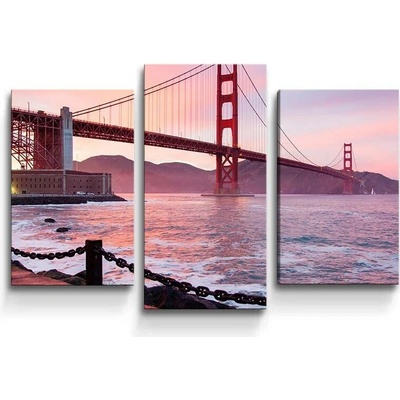 Sablio Obraz - 3-dílný Golden Gate - 75x50 cm