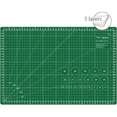 Řezací podložka TEXI GREEN 45 x 30 cm 5-vrstvá zesílená