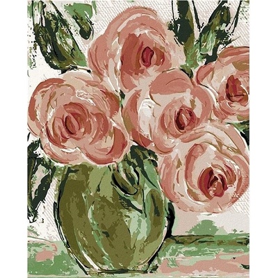 ZUTY Maľovanie podľa čísel RUŽA VO VÁZE HALEY BUSH Rámovanie vypnuté plátno na rám Rozmer 80 x 100 cm