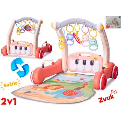 Mikro trading Chodítko s podložkou 2v1 s růžovým piankem na baterie