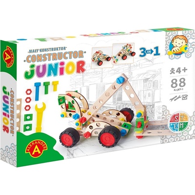 Alexander Toys Дървен конструктор Alexander, 88 части, 3 в 1 - Мотокар (AL2822)