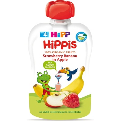 HiPP Био Плодова закуска ябълки, ягоди и банан 100 гр. - 4+ месеца
