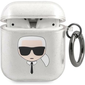 Karl Lagerfeld Калъф Karl Lagerfeld KLA2UKHGS Glitter Karl`s Head, за Apple AirPods, (KF000834-0)