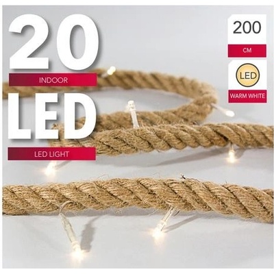 SVENSKA LIVING Vánoční světelný řetěz s časovačem 20 LED přírodní lano 200cm