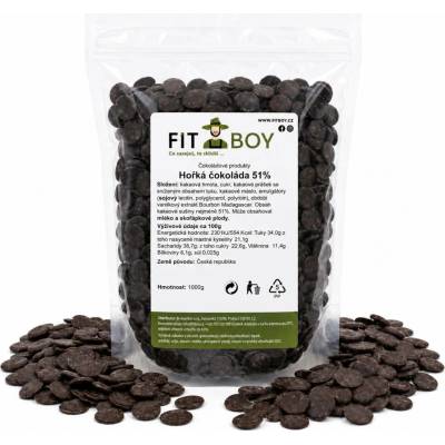 FITBOY Hořká čokoláda 51% 1000 g