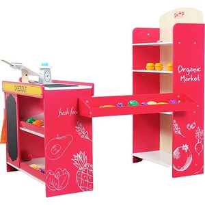 Smart Baby Детски дървен магазин Smart Baby - С аксесоари, червен (ACT268-2) - baby