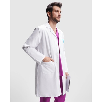 Roly Мъжка медицинска манта в бял цвят с удобна кройка Vaccine (BA9094)