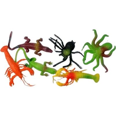 Комплект 55 броя гумирани животни, микс в тубус