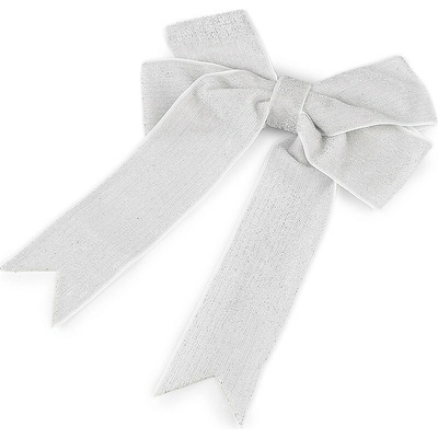 Prima-obchod Vánoční mašle sametová dvojitá 13x18 cm, barva 5 stříbrná lurex