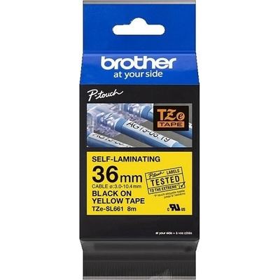 páska BROTHER TZeSL661 čierne písmo, žltá páska SELF-LAMINATING Tape (36mm) (TZESL661)