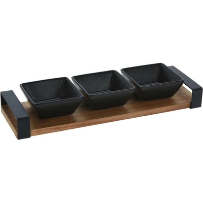 Excellent Houseware Servírovací misky na akátovém podnose sada 4 ks KO-210001430