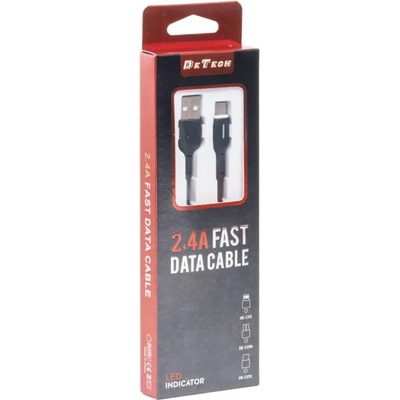 DeTech Кабел за данни DeTech DE-C37i, Lightning, 1.0m, Черен - 40195