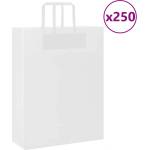 vidaXL Хартиени торбички 250 бр с дръжки бели 32x12x42 см (4101844)