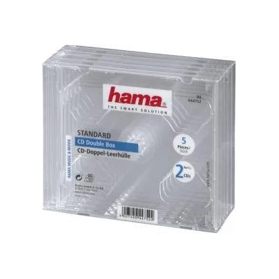 Hama Кутийка за CD/DVD HAMA Double Jewel Case, прозрачен, 5 бр. в пакет, HAMA-44752