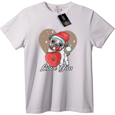 NOONEBRAND Тениска Мопс с любов и сърце - 6XL, White