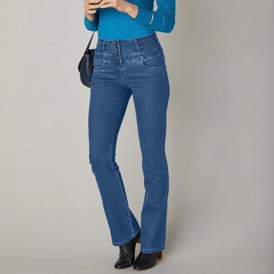Blancheporte Bootcut džíny s vysokým pasem modré