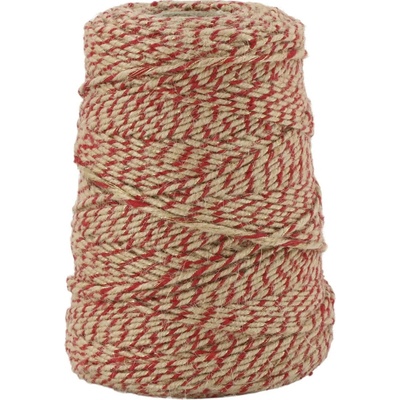 Chic Antique Jutový provázek 160 m – Cherry / Beige / Gold thread, červená barva, textil