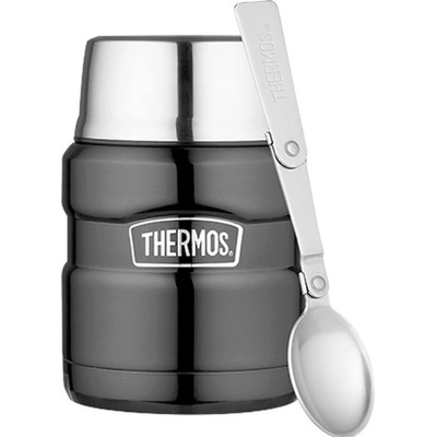 Thermos King Food termoska na jídlo se lžící 470 ml metalicky šedá