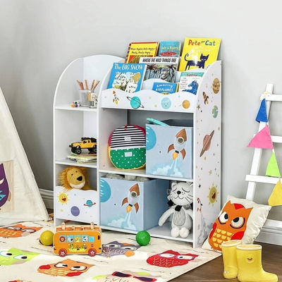 SONGMICS Dětský regál na knihy a hračky vesmírné motivy 93x100x30cm – Zboží Dáma