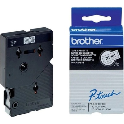Brother TC-101 černý tisk / průhledný podklad originální páska 12 mm x 7,7 m