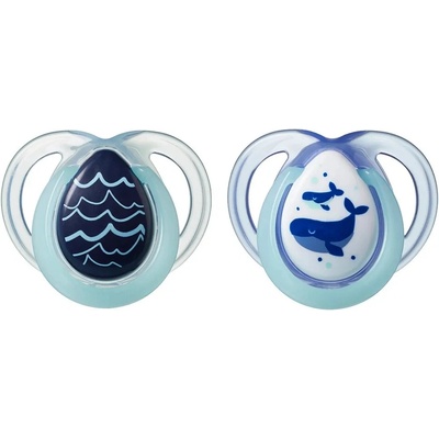 Tommee Tippee Ортодонтични залъгалки Tommee Tippee - Night Time, Кит, 0-6 m, 2 броя (TT.0085.003)