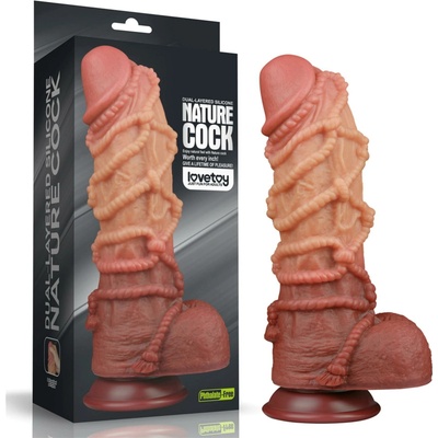 LoveToy Dual Layered Platinum Silicone Cock with Rope Curved 10.5"