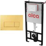 Alcadrain Комплект тоалетно казанче с вградена рамка Alca AM101/1120 и златен бутон за активиране M575 (AM101/1120+M575)