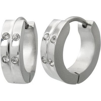 Šperky eshop ocelové náušnice barvy čtyři čiré zirkony oddělené zářezem SP86.20