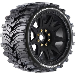 LOUISE RC Гуми за Traxxas Maxx Louise RC MFT MT-CYCLONE speed 1-8 Monster Truck Tire Set Mounted Soft Black Wheels Removable 1-8 MT HEX 17mm 0" & 1/2" OFFSET LOUT3356SB (LOUT3356SB)