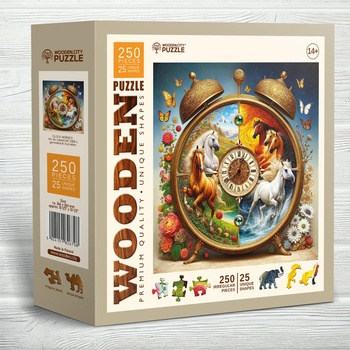 Wooden City - Puzzle Clock Horses - 250 piese
