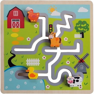 Joueco Дървен лабиринт и логическа игра Joueco - Ферма
