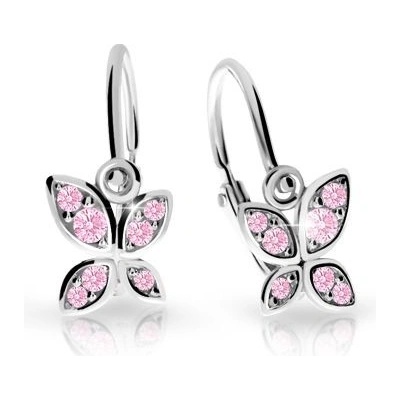 Danfil dětské náušnice C2259 z bílého zlata s kamínky Pink zapínání brizura