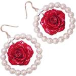 Dannyra Обици с перли и цветчета от роза Red love Dannyra Jewels