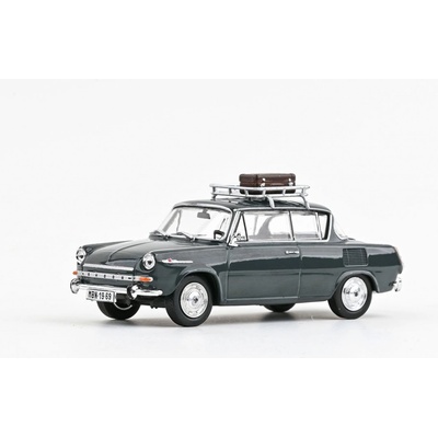ABREX Škoda 1100MBX 1969 Šedá Tmavá se střešním nosičem a kufrem 1:43