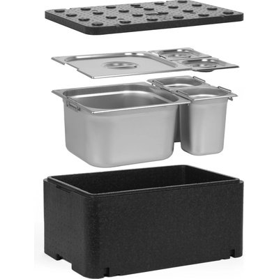 TECHNICA [Sada] Termoizolační nádoba GN 1/1 250 mm | Essential Line + 1x nádoba GN 2/3 s uchy + 2x GN 1/6 s uchy, 200 mm, z nerezové oceli + víka